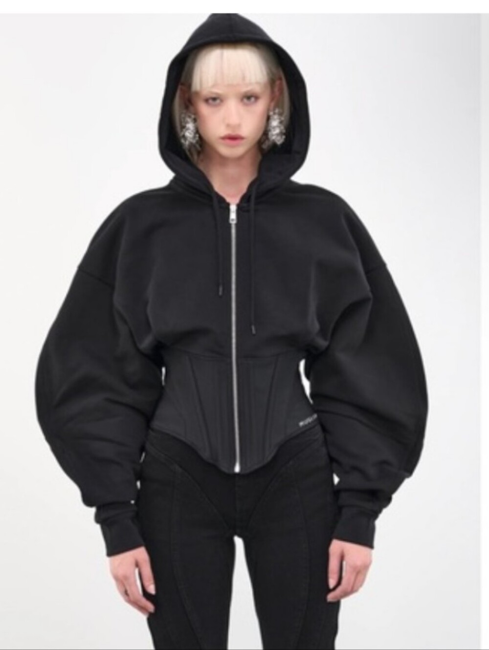 Mugler Paris & H&M Collaboration Black corset Hoodie,Medium